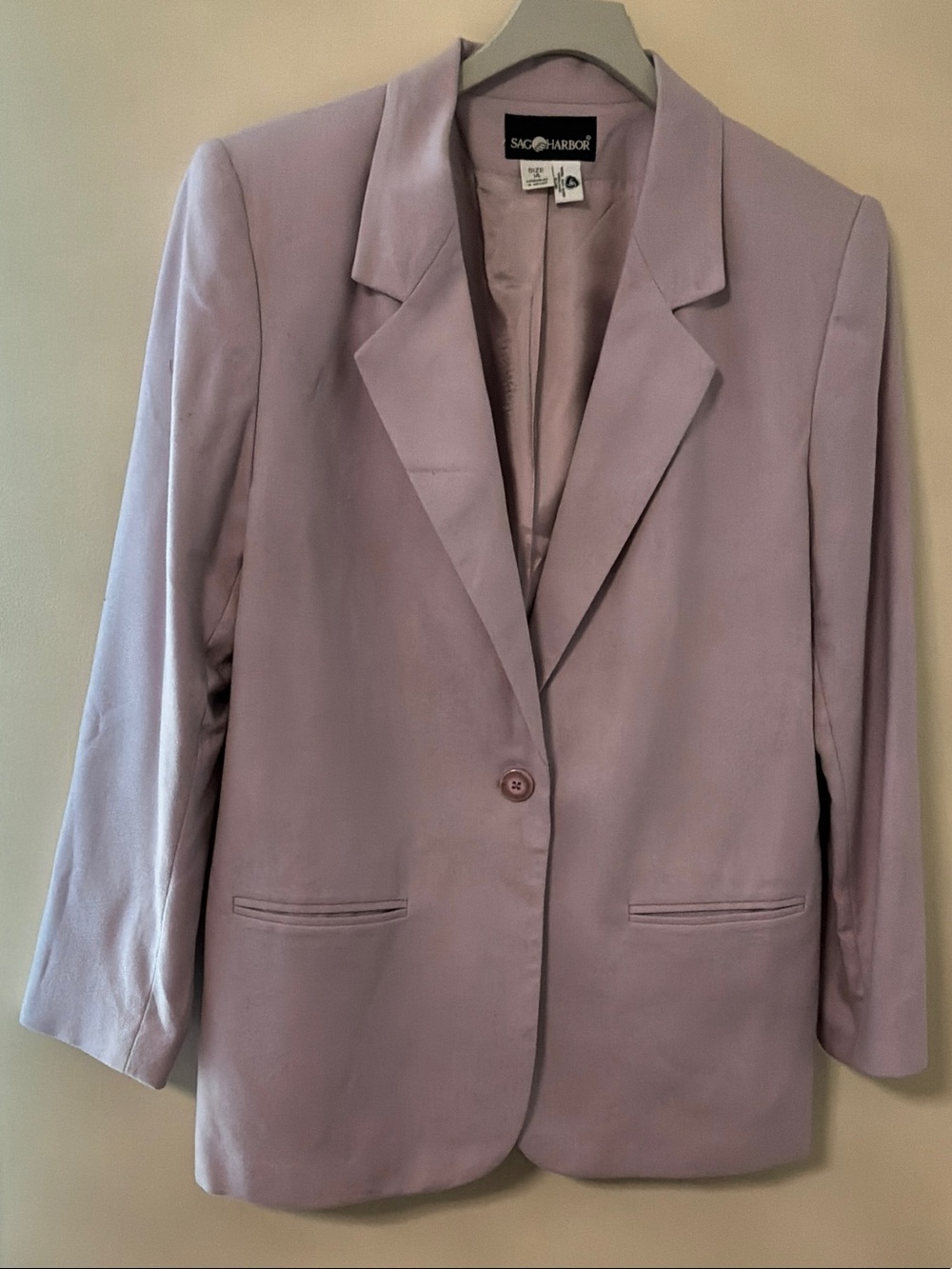 Sag Harbor Wool Blend Lavender Single-Button Blazer 14